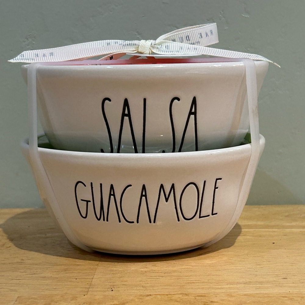 Rae Dunn Artisans Collection Ceramic Red Salsa & Green Guacamole Dish Set NWTS